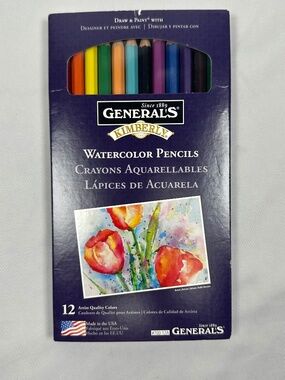 General's Kimberly Watercolor 12 Count Pencils Artistic Quality Colors